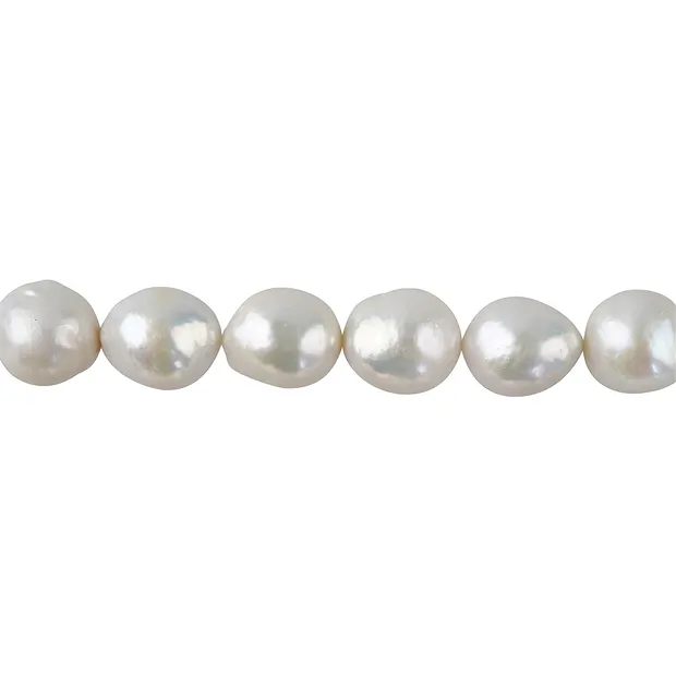 Strang rundlich, Süßwasser-Perle, weiß, 09,0 - 09,5cm (39cm) | Marco Schreier