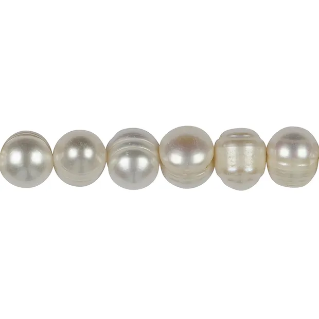 Rang de collier rond, perle d'eau douce AB, crème-blanc (naturel), 10mm (35cm) | Marco Schreier