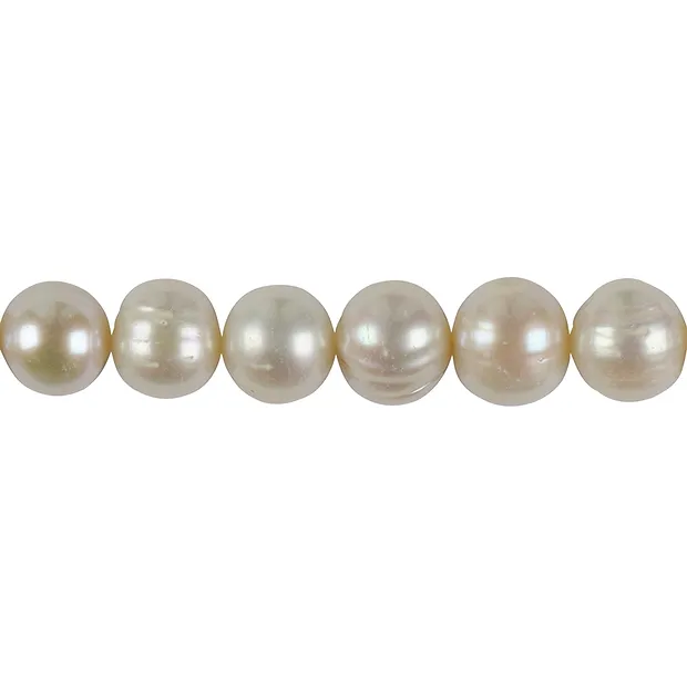Round strand, freshwater pearl A, white, 12-15mm, with gradient | Marco Schreier