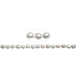 141840301011 Strand freeform flat, freshwater pearl, white-cream, 06 - 07mm | Marco Schreier