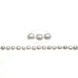 141840301011 Collar de perlas de agua dulce planas de forma libre, blanco-crema, 06 - 07mm | Marco Schreier