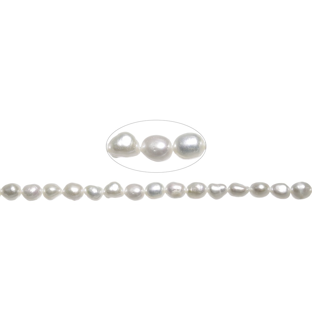 Strand freeform flat, freshwater pearl, white-cream, 06 - 07mm | Marco Schreier