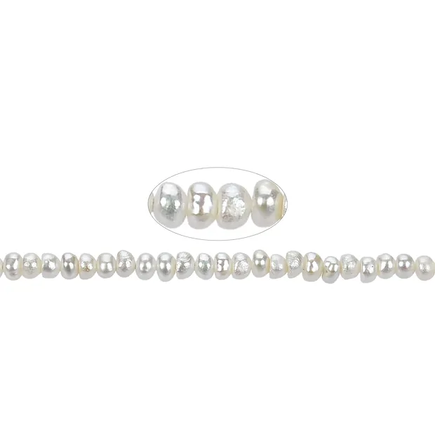 Potatoe strand, freshwater pearl, cream-white, 02 x 02-03mm (37cm) | Marco Schreier