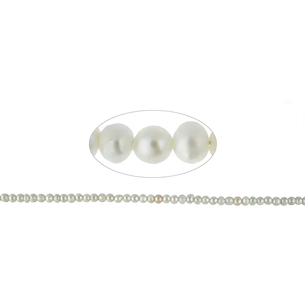 Strang Button, Süßwasser-Perle AB, weiß, 03-04 x 04mm (39cm) | Marco Schreier
