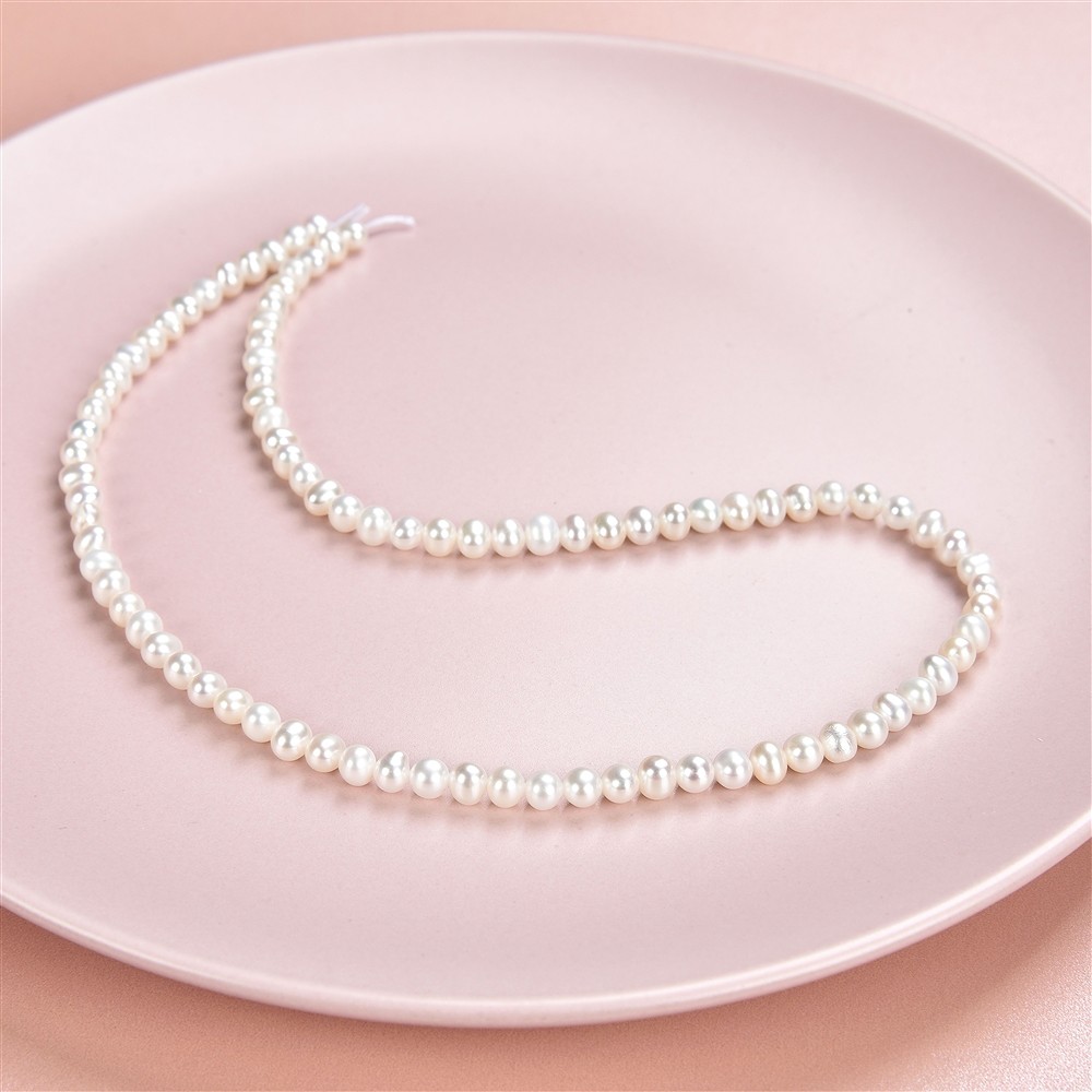 Potatoe strand, freshwater pearl, white-cream, 04 x 05-06mm | Marco Schreier