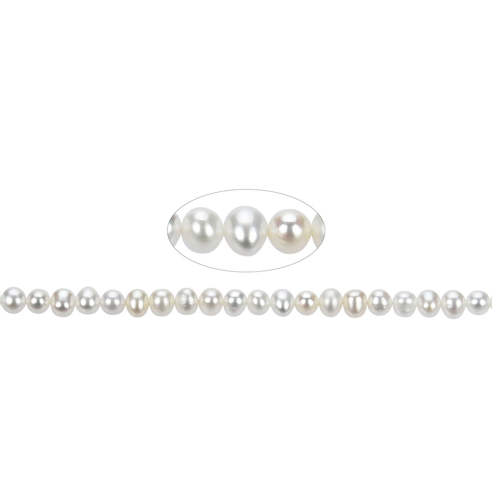 Potatoe strand, freshwater pearl, white-cream, 04 x 05-06mm | Marco Schreier