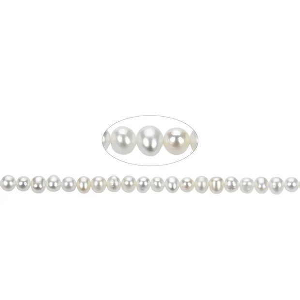 Potatoe strand, perla de agua dulce, blanco-crema, 04 x 05-06mm | Marco Schreier