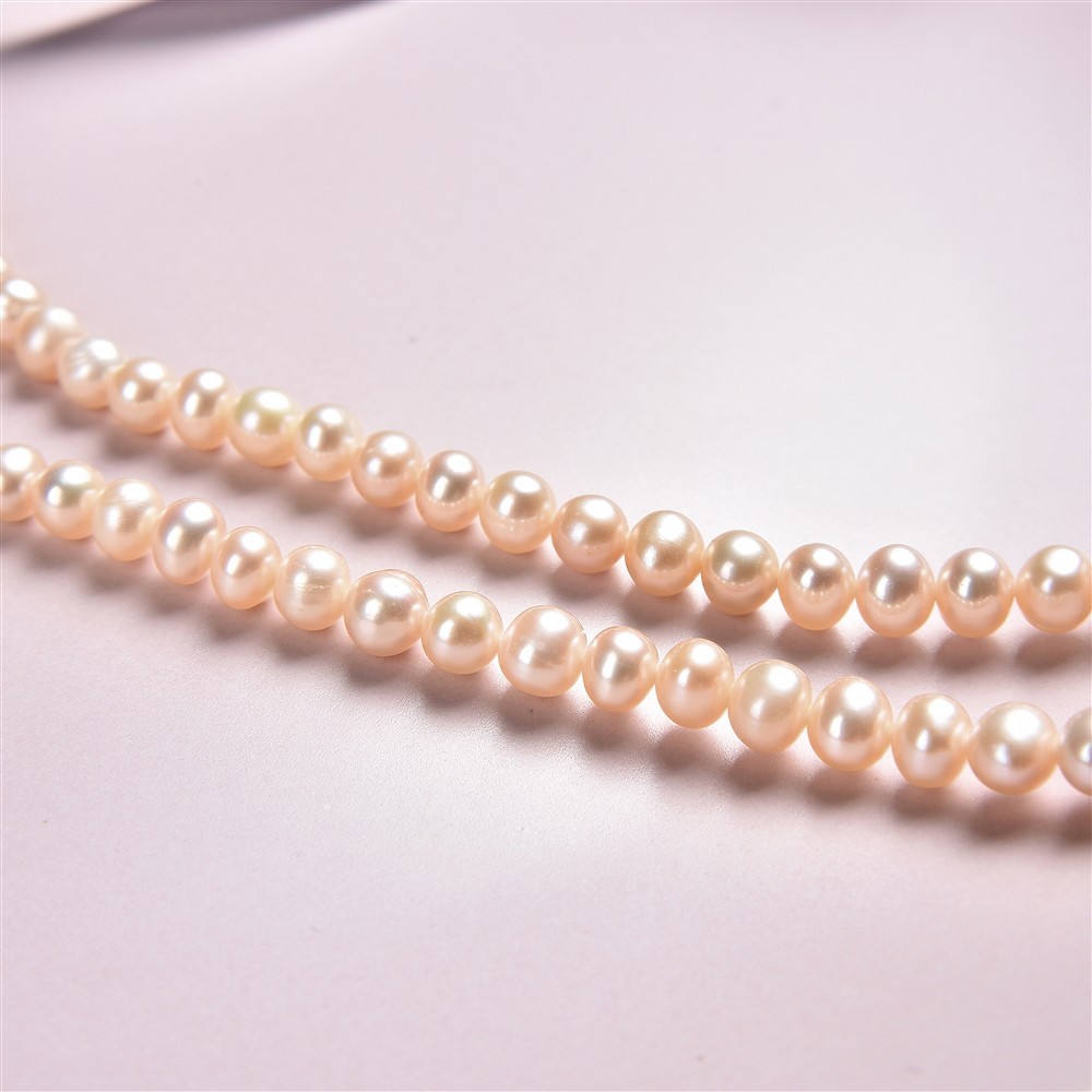 Strang Potatoe, Süßwasser-Perle A, lachs hell (natur), 04-05mm | Marco Schreier