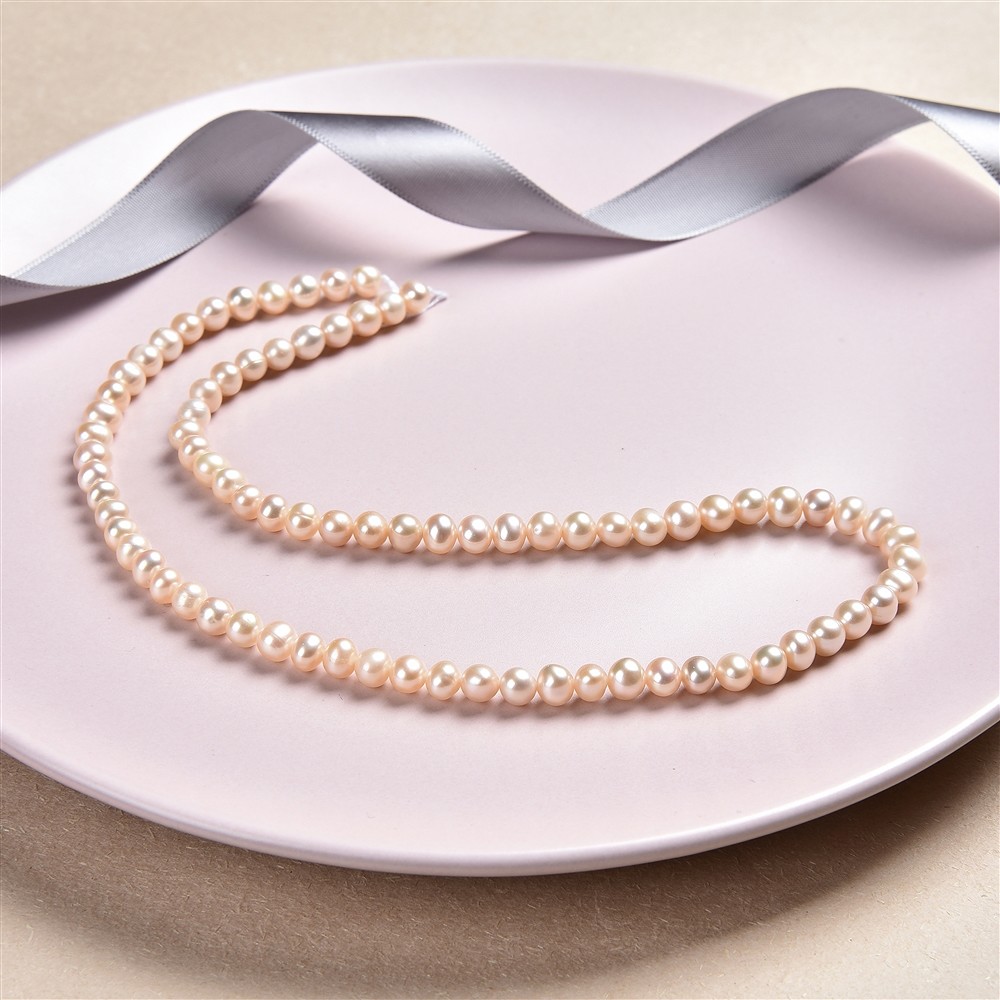 Strang Potatoe, Süßwasser-Perle A, lachs hell (natur), 04-05mm | Marco Schreier