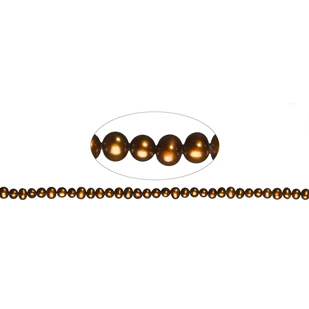 Filo Potatoe, perla d'acqua dolce A, marrone (tinta), 04-05mm | Marco Schreier