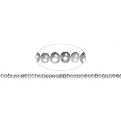 141840304254 Rang de collier Potatoe, perle d&#x27;eau douce A, gris argent&#xE9; (teint&#xE9;e), 04-05mm | Marco Schreier