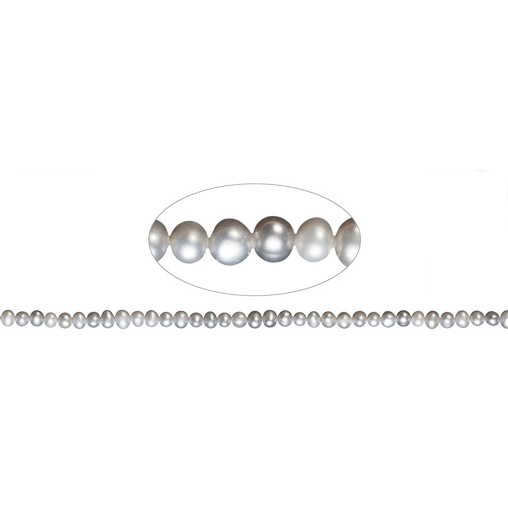 Collar Potatoe, perla de agua dulce A, gris plateada (teñida), 04-05mm | Marco Schreier
