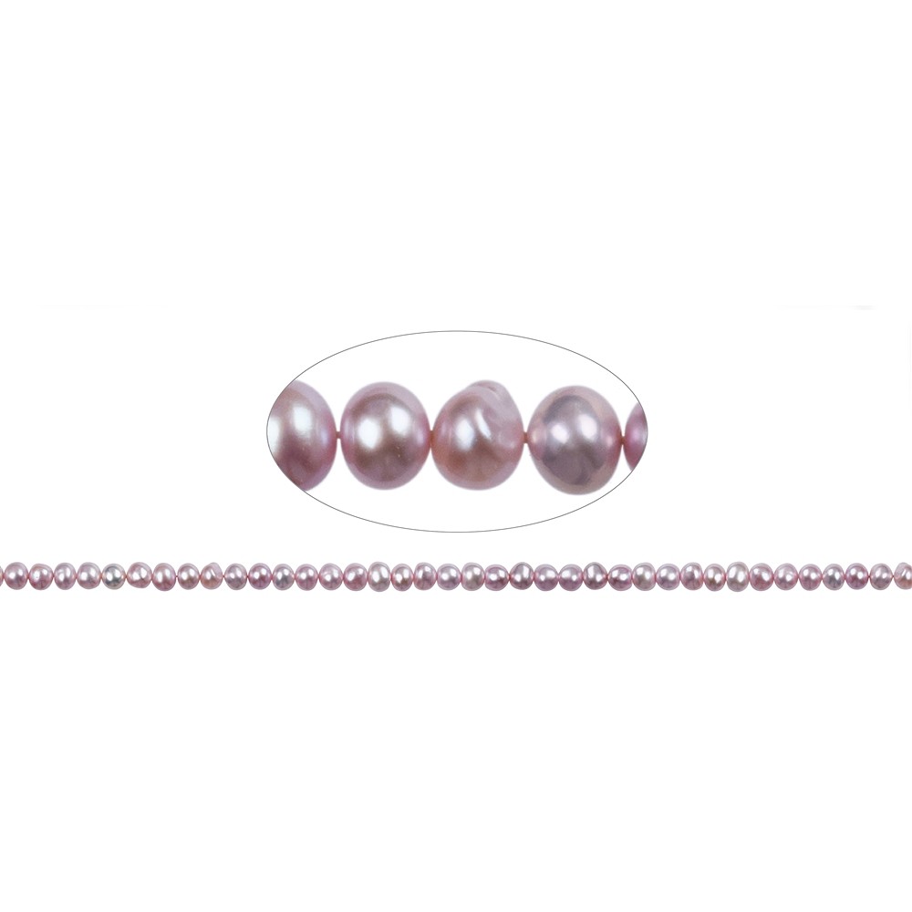 Filo Patata/Bottone, perla d'acqua dolce A, rosa (tinta), 04 x 05 mm | Marco Schreier