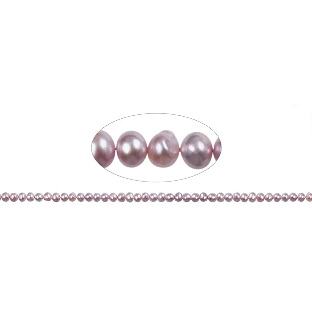 Strang Potatoe/Button, Süßwasser-Perle A, rosa (gef.), 04 x 05mm | Marco Schreier