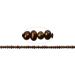 141840305234 Strand Potatoe, freshwater pearl A, brown (dyed), 03.5-04mm | Marco Schreier