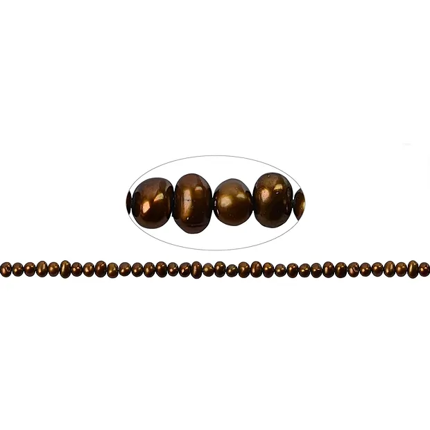 Rang de collier Potatoe, perle d'eau douce A, brune (teintée), 03,5-04mm | Marco Schreier