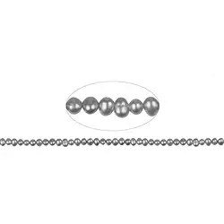 141840305254 Collar Potatoe, perla de agua dulce A, gris plateada (teñida), 05-06mm | Marco Schreier