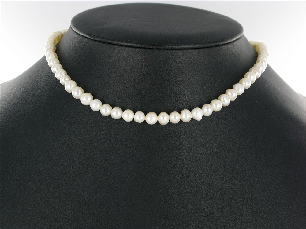 Collar Potatoe, perla de agua dulce C, blanco-crema, 06-07mm (39cm) | Marco Schreier