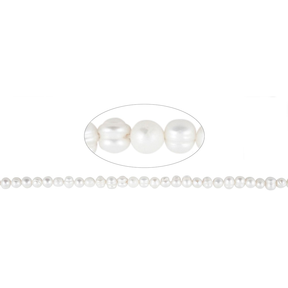 Collar Potatoe, perla de agua dulce C, blanco-crema, 06-07mm (39cm) | Marco Schreier