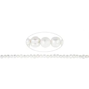Rang de collier Potatoe, perle d'eau douce C, blanc-crème, 06-07mm (39cm) | Marco Schreier