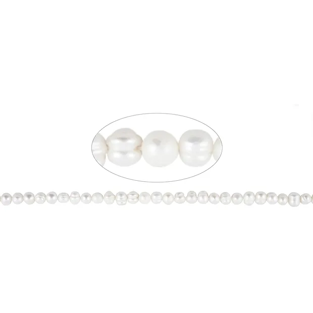 Rang de collier Potatoe, perle d'eau douce C, blanc-crème, 06-07mm (39cm) | Marco Schreier