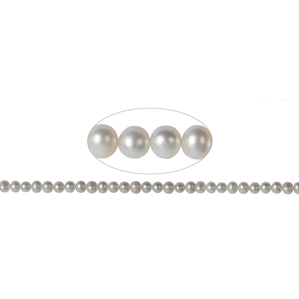 Rang de collier Potatoe, perle d'eau douce C, blanc-crème, 06-07mm (39cm) | Marco Schreier