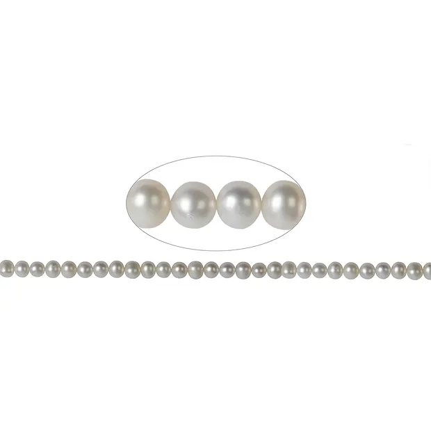 Rang de collier Potatoe, perle d'eau douce C, blanc-crème, 06-07mm (39cm) | Marco Schreier