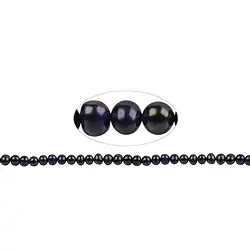141840306243 Rang de collier Potatoe, perle d'eau douce AB, couleur huile irisée (teintée), 06-07 mm, 37cm | Marco Schreier