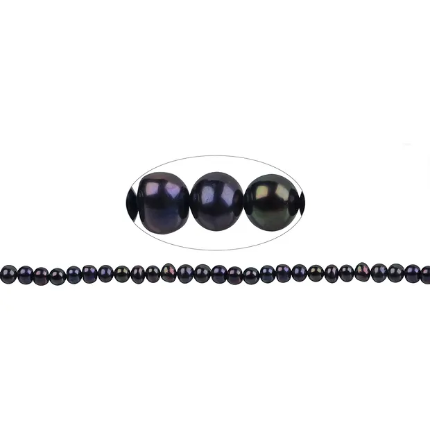 Rang de collier Potatoe, perle d'eau douce, couleur huile (teintée), 06 - 07mm (37cm) | Marco Schreier