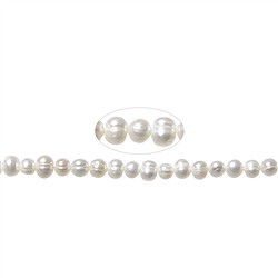 141840307014 Strang Potatoe, Süßwasser-Perle, weiß-creme, 07 - 08mm | Marco Schreier