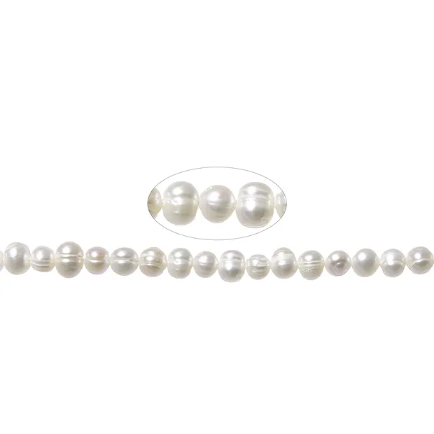 Strand Potatoe, perla de agua dulce (blanco-crema) 07 - 08mm | Marco Schreier