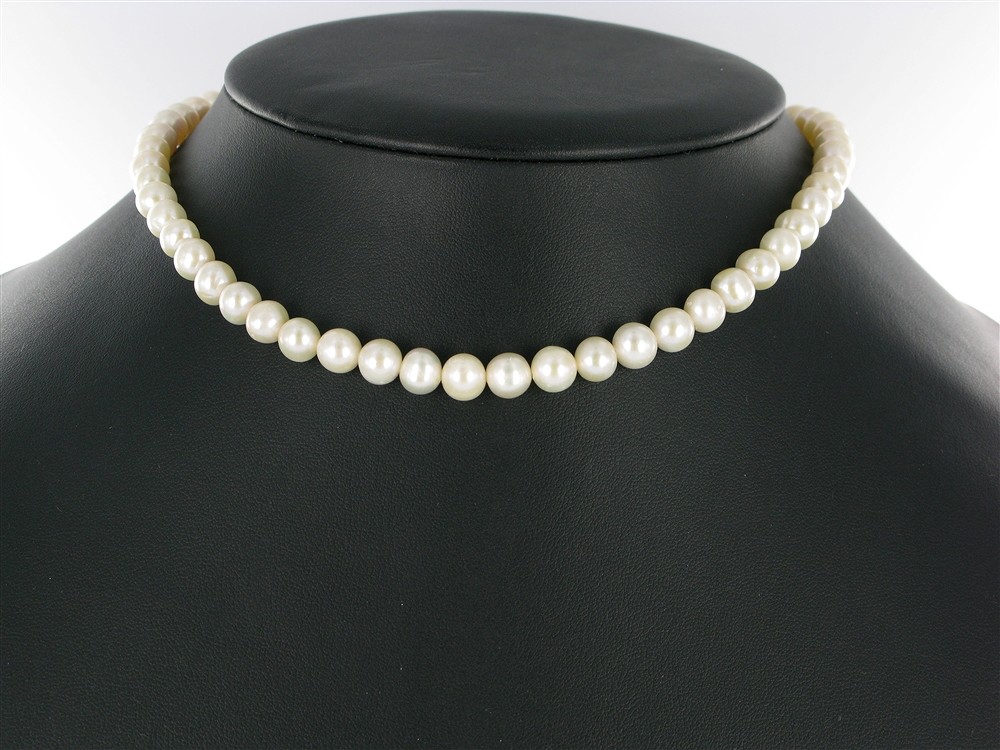 Collar Potatoe, perla de agua dulce AB, blanco-crema, 07-08mm (39cm) | Marco Schreier