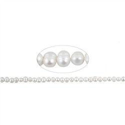141840307043 Collar Potatoe, perla de agua dulce AB, blanco-crema, 07-08mm (39cm) | Marco Schreier