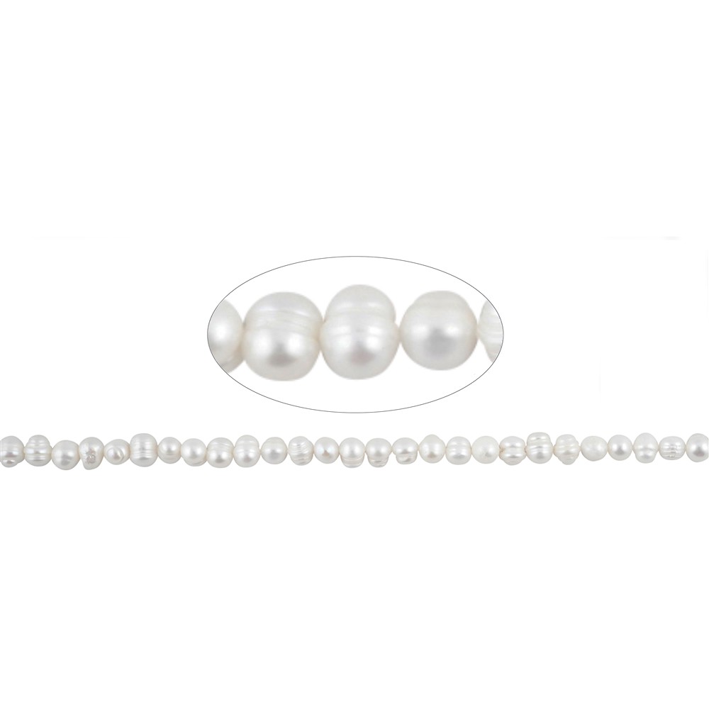 Collar Potatoe, perla de agua dulce AB, blanco-crema, 07-08mm (39cm) | Marco Schreier