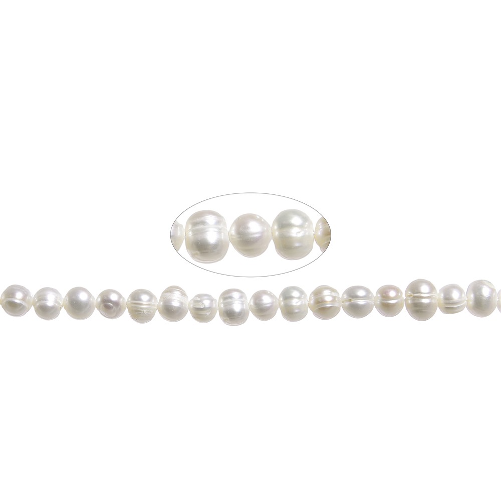 Rang de colliers Potatoe, perle d'eau douce, blanc-crème, 08-09mm | Marco Schreier
