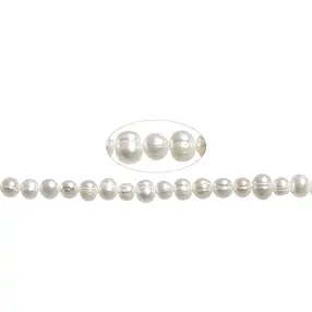 Rang de colliers Potatoe, perle d'eau douce, blanc-crème, 08-09mm | Marco Schreier