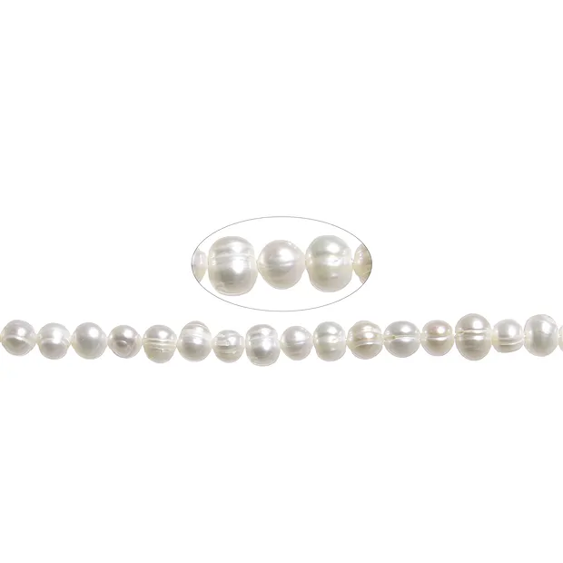 Potatoe strand, freshwater pearl, white-cream, 08-09mm | Marco Schreier