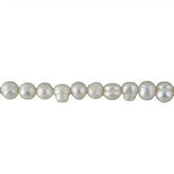 141840308014 Strang Potatoe, Süßwasser-Perle, weiß-creme, 08 - 09mm (38cm) | Marco Schreier