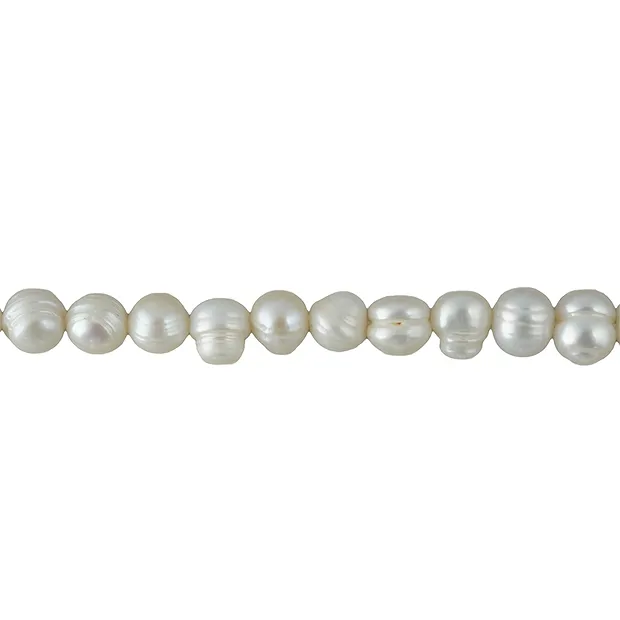 Rang de collier Potatoe, perle d'eau douce, blanc-crème, 08 - 09mm (38cm) | Marco Schreier