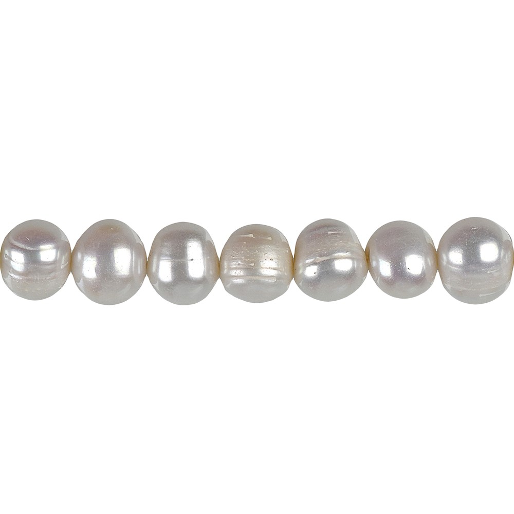 Rang de colliers Potatoe, perle d'eau douce AB, blanc-crème, 07 x 09-10mm (37cm) | Marco Schreier