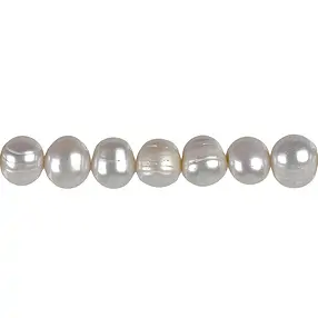 Rang de colliers Potatoe, perle d'eau douce AB, blanc-crème, 07 x 09-10mm (37cm) | Marco Schreier