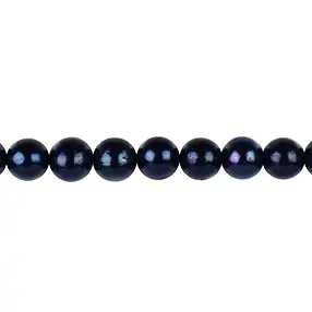 Rang de collier Potatoe rond, perle d'eau douce pétrole (teintée), 09-10mm (39cm) | Marco Schreier
