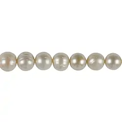141840310044 Strang Potatoe, Süßwasser-Perle A, weiß-creme, 10-11mm | Marco Schreier