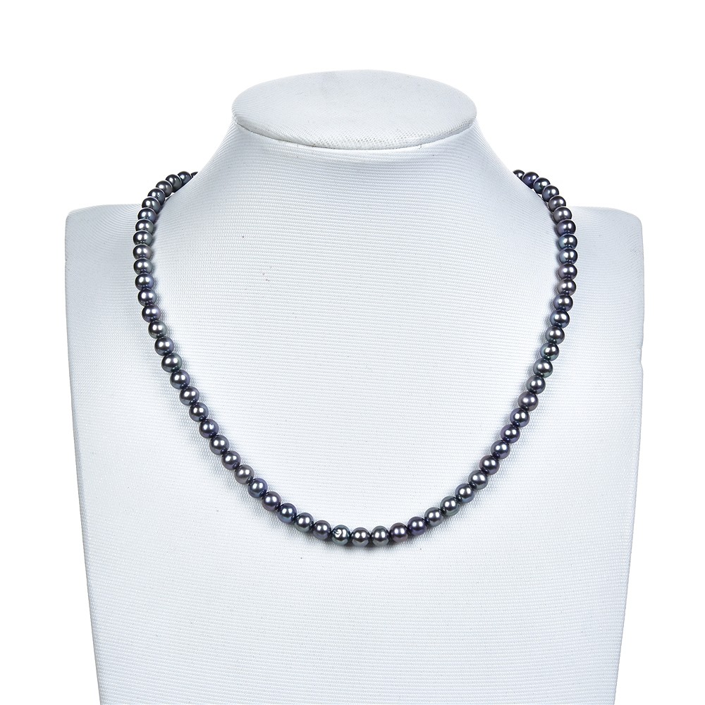 Rang de collier Potatoe rond, perle d'eau douce pétrole (teintée), 05mm | Marco Schreier