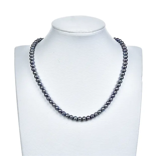 Strang Potatoe rundlich, Süßwasser-Perle petrol (gef.), 05mm | Marco Schreier