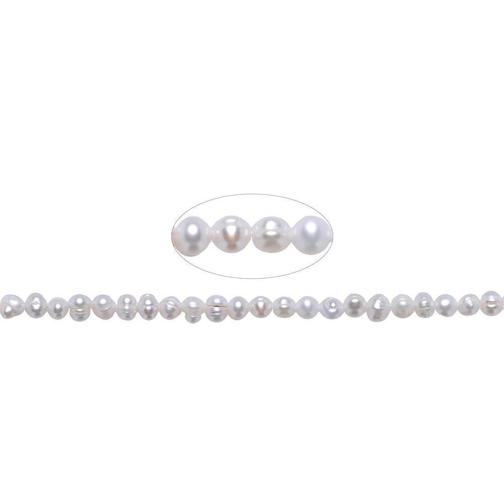 Potatoe strand, perla de agua dulce, blanco-crema, 04 - 04.5mm | Marco Schreier