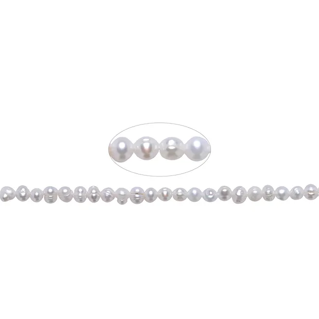 Potatoe strand, perla de agua dulce, blanco-crema, 04 - 04.5mm | Marco Schreier