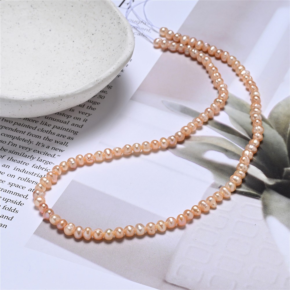 Strang Potatoe, Süßwasser-Perle, lachs (natur), 04 - 04,5mm | Marco Schreier