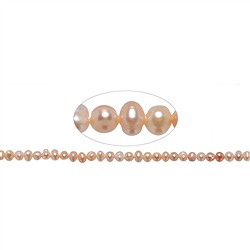 141840313094 Strang Potatoe, Süßwasser-Perle, lachs (natur), 04 - 04,5mm | Marco Schreier