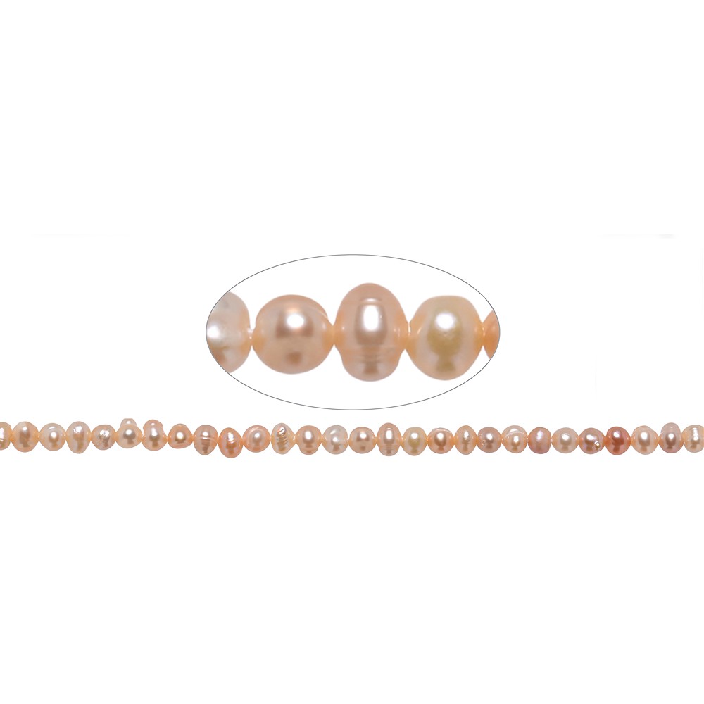 Strang Potatoe, Süßwasser-Perle, lachs (natur), 04 - 04,5mm | Marco Schreier